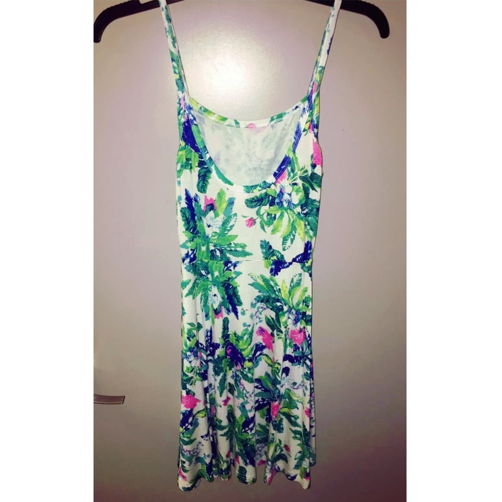 Divided H&M Floral White Blue Green Pink Dress XS